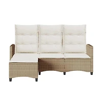 Reclining Garden Sofa Beige Pe Rattan Medium Adjustable Armrests
