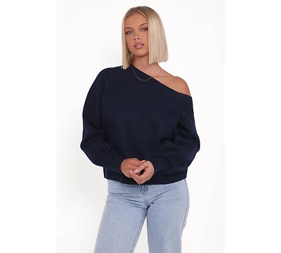 Petal and Pup Women's Ailis Off Shoulder Sweater - Navy Xl