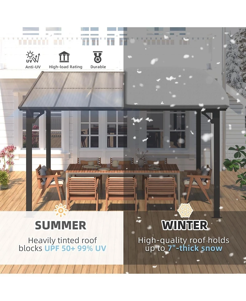 Aecojoy 12'x10' Wall Mounted Gazebos Pergola