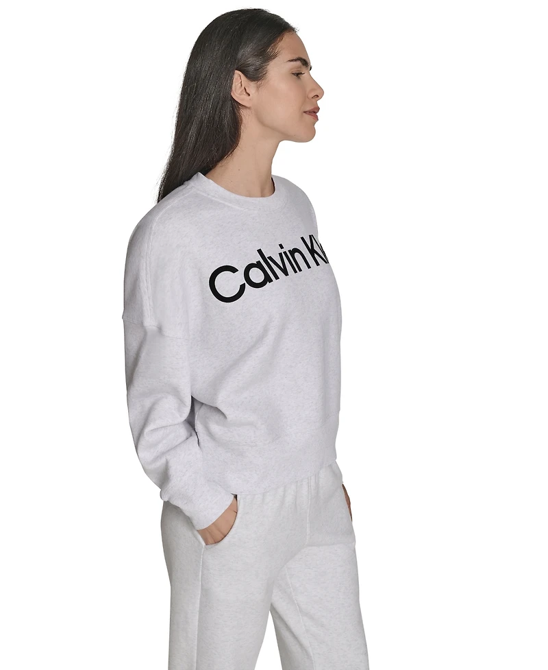 Calvin Klein Women's Performance Flocked Logo Pull-On Sweatshirt