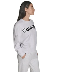 Calvin Klein Women's Performance Flocked Logo Pull-On Sweatshirt