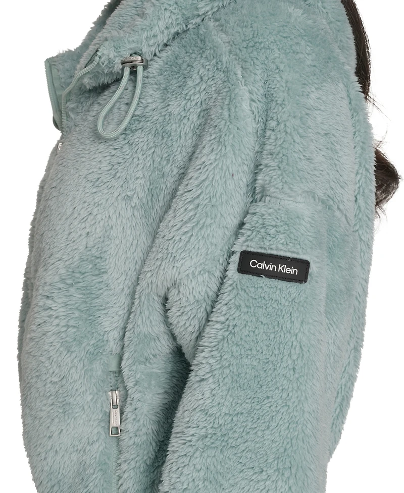 Calvin Klein Women's Performance Oversized Hooded Sherpa Jacket