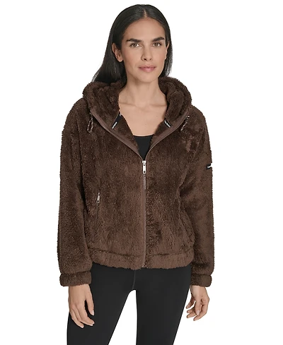Calvin Klein Women's Performance Oversized Hooded Sherpa Jacket