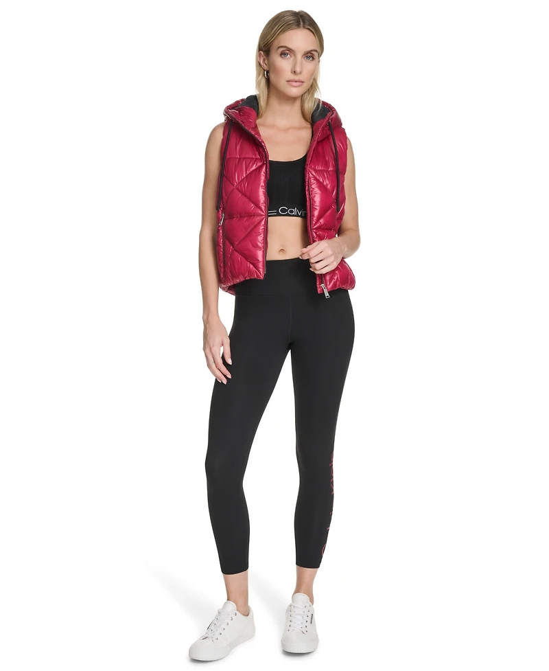 Calvin Klein Women's Performance Diamond Quilt Hooded Puffer Vest