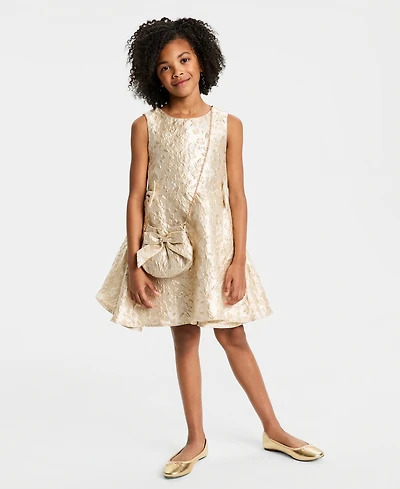 Rare Editions Girls 7-16 2-Piece Sleeveless Brocade Dress and Side Bag Set