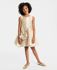 Rare Editions Girls 7-16 2-Piece Sleeveless Brocade Dress and Side Bag Set