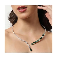 Sohi Women's Green Teardrop Bling Necklace