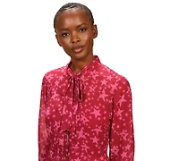 Isaac Mizrahi Women's Tie Neck Pleated Button Front Dress