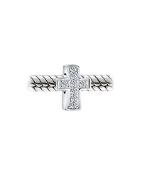 Bling Jewelry Set of 3 Simple Sparkling Cz Cross & Solid Spacer White Clear Charm Bead Sterling Silver
