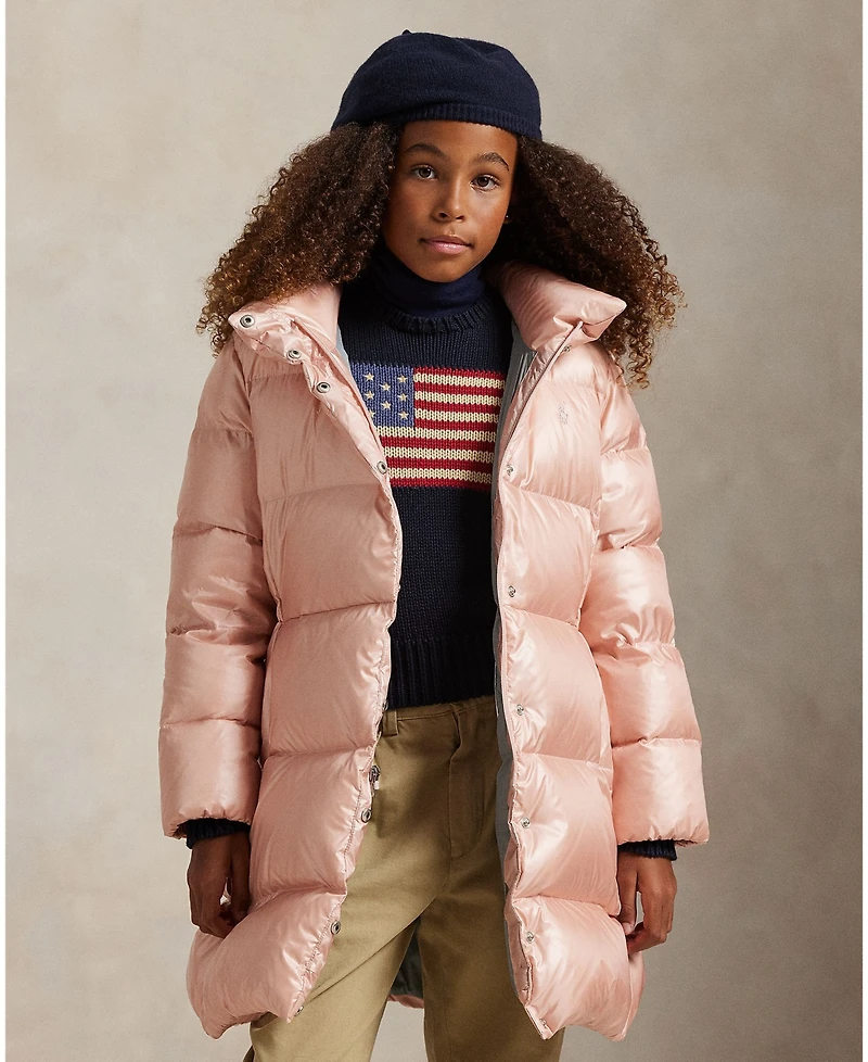Polo Ralph Lauren Girls 7-16 Metallic Hooded Long Sleeves Jacket