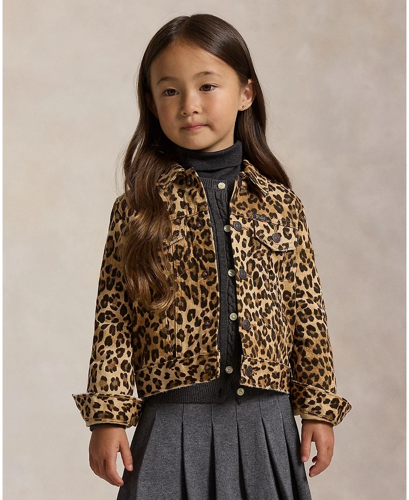 Polo Ralph Lauren Girls 2T-6X Leopard-Print Trucker Jacket