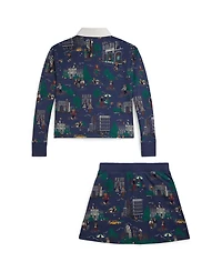 Polo Ralph Lauren Girls 7-16 2-Pc. Boxy-Fit Rugby Shirt and Wrap-Effect Skort Set