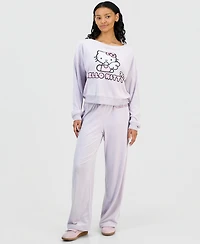 Grayson Threads, The Label Juniors' Hello Kitty Off-The-Shoulder Velour Sweatshirt