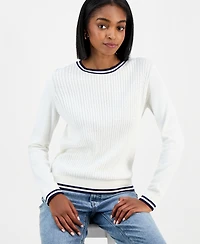 Nautica Women's Cotton Cable Knit Crewneck Sweater