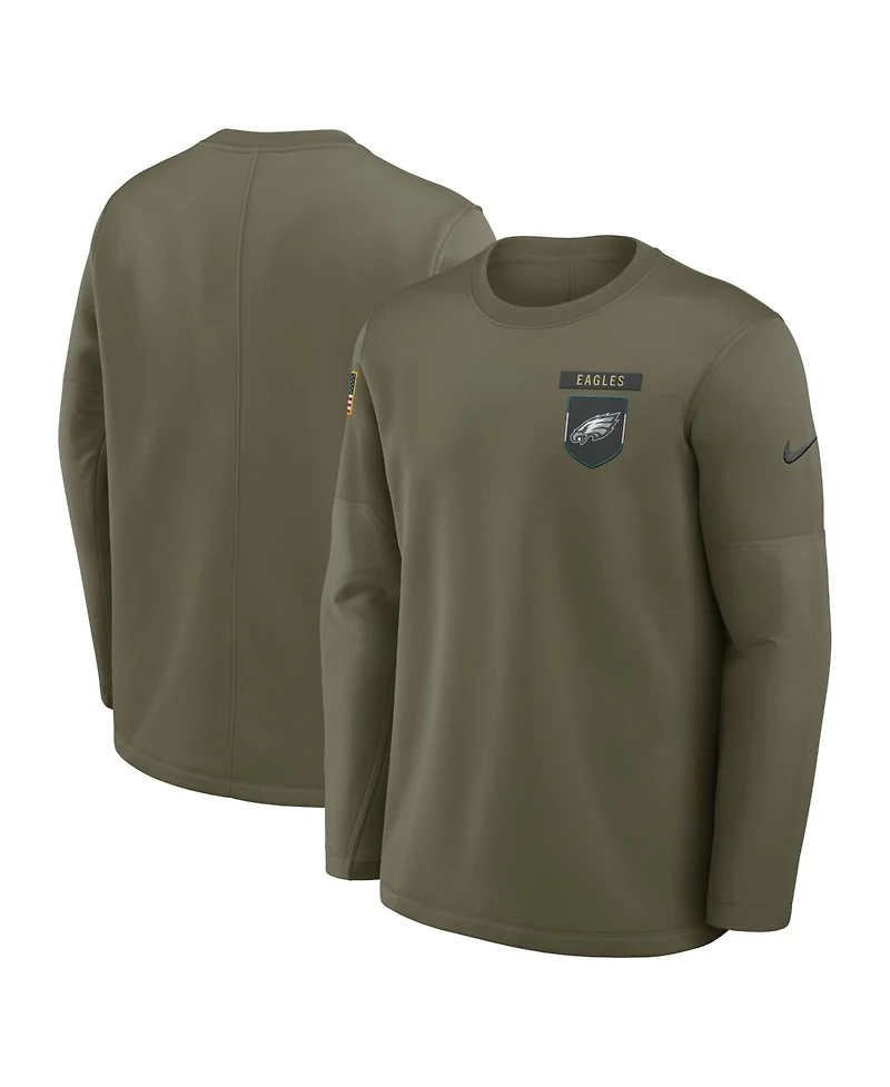 Nike Men's Olive Philadelphia Eagles 2025 Salute to Service Coaches Therma-Fit Long Sleeve T-Shirt