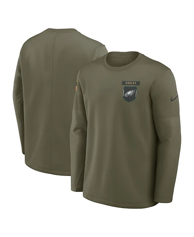 Nike Men's Olive Philadelphia Eagles 2025 Salute to Service Coaches Therma-Fit Long Sleeve T-Shirt