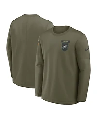 Nike Men's Olive Philadelphia Eagles 2025 Salute to Service Coaches Therma-Fit Long Sleeve T-Shirt
