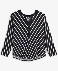 I.n.c. International Concepts Plus Mitered Stripe Half-Placket Shirt, Macy's Exclusive