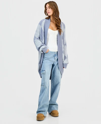 Hippie Rose Juniors' Open-Front Eyelash Cardigan