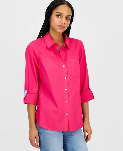 Nautica Jeans Women's Roll-Tab Button-Front Shirt