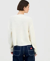 Ultra Flirt Juniors' Novelty Flower Three-Button Cardigan Sweater