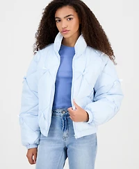 Madden Girl Juniors' Diamond Quilted Bow Puffer Jacket