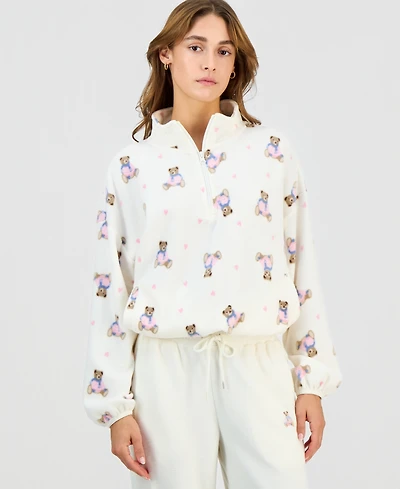 Hippie Rose Juniors' Polar Fleece Quarter-Zip Sweatshirt