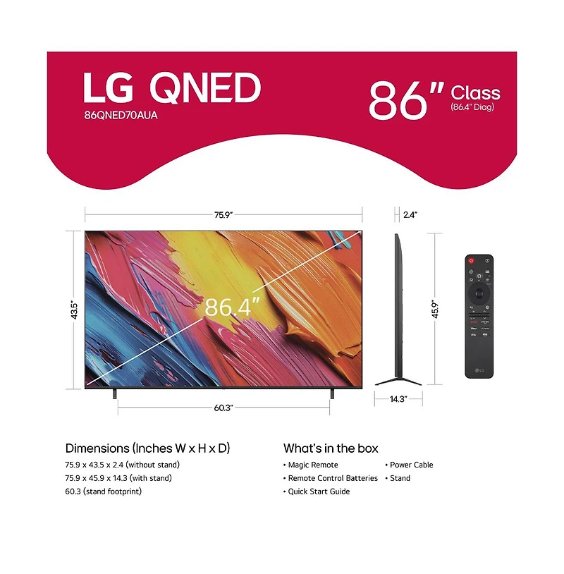 86" Class Qned70A Series Led Hdr 4K QNED Smart Tv - 86QNED70AUA