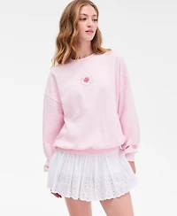 Just Polly Juniors' Long-Sleeve Beaded Crewneck Sweatshirt