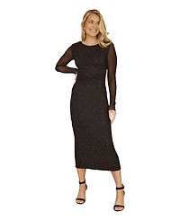 Yumi Women's Sparkle Mesh Bodycon Midi Dress