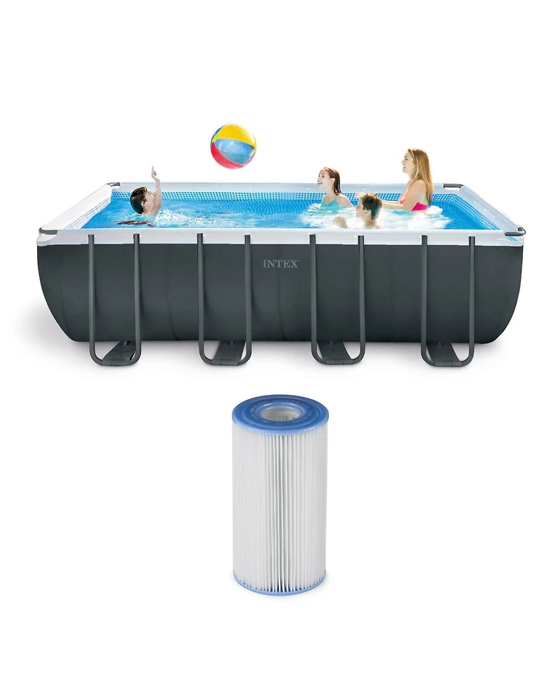 Intex Ultra Xtr 18' x 9' x 52" Rectangular Metal Frame Above Ground Pool Set
