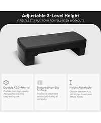 BalanceFrom Fitness Adjustable Workout Aerobic Step Platform Trainer w/Raisers