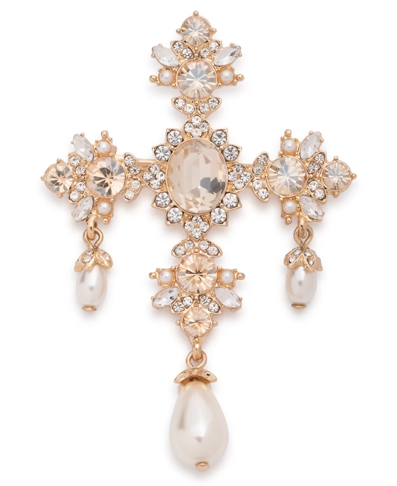 Marchesa Imitation Pearl Glass Gold-Tone Elegant Shaky Pin