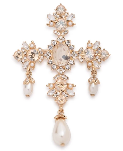 Marchesa Imitation Pearl Glass Gold-Tone Elegant Shaky Pin