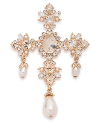 Marchesa Imitation Pearl Glass Gold-Tone Elegant Shaky Pin