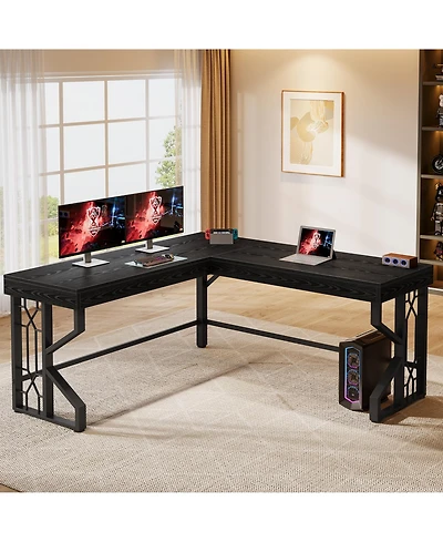 Tribesigns Modern L Shaped Gaming Desk, Corner Desk Gaming Table, Computer Desk Sturdy Writing Workstation