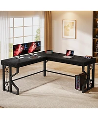 Tribesigns Modern L Shaped Gaming Desk, Corner Desk Gaming Table, Computer Desk Sturdy Writing Workstation