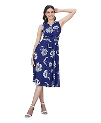 Yumi Women's Floral Print Stretch Mesh Dress