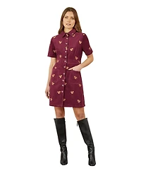 Yumi Women's Squirrel Embroidered Cord Dress