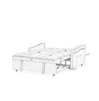 Velvet Loveseat Sleeper Sofa Bed with Usb & Type-c Charging, Adjustable Backrest, Pull-Out for Small Spaces-Maison Boucle