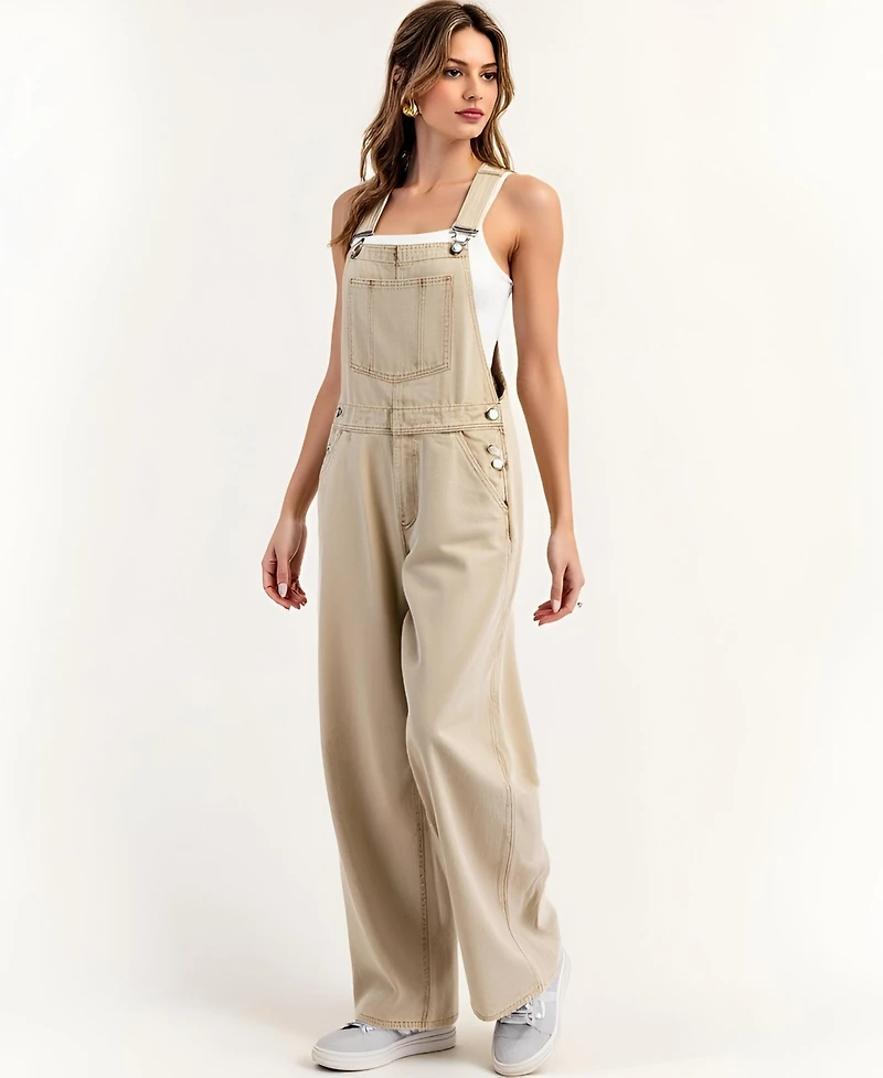 Modenaire Women's Wide Leg Adjustable Overalls
