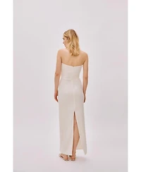 Labeca London Us Women's Alaia White Linen Twist Maxi Dress