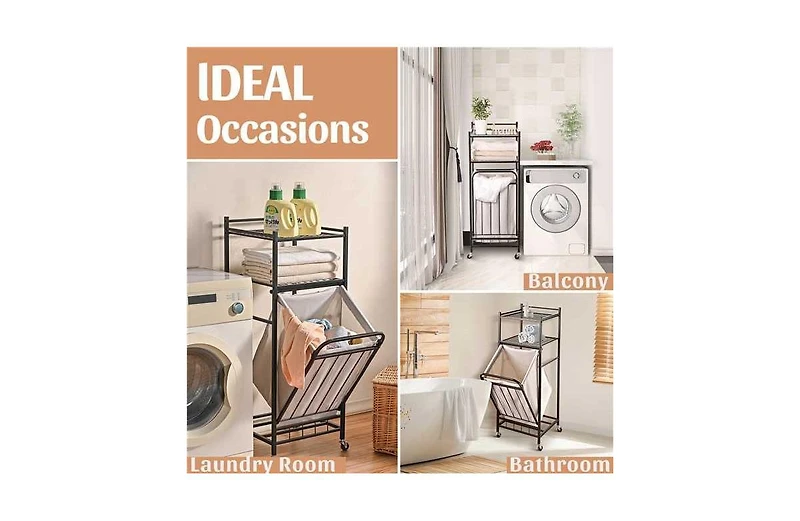 Tilt-Out Laundry Hamper 65 L, Shelf & Removable Liner, Cabinet Style, Black