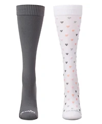 Wellfit Women's 2 Pair Pack Hearts/ Solid Compression Socks