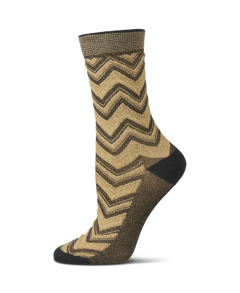 MeMoi Women's Shimmer Chevron Crew Socks
