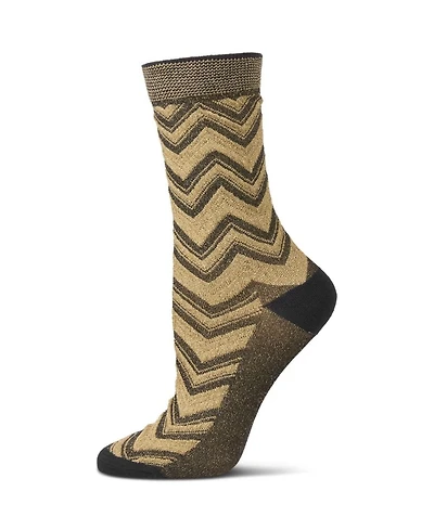 MeMoi Women's Shimmer Chevron Crew Socks