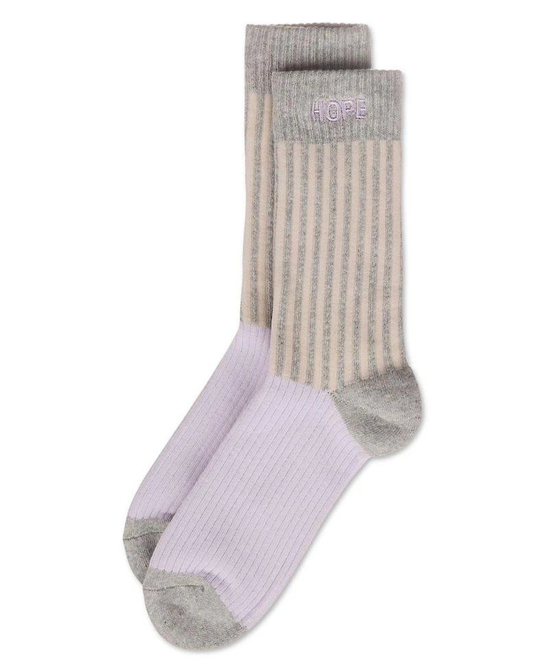 MeMoi Women's Inspirations Embroidered Cuff Crew Socks