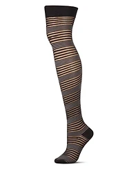 MeMoi Women's Variegated Sheer Stripe Over The Knee Socks