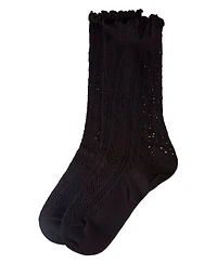 MeMoi Women's Ruffle Pointelle Crew Socks