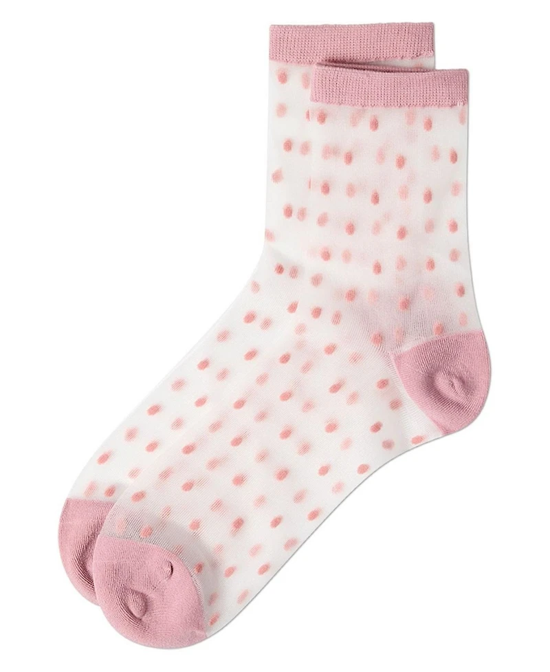 MeMoi Women's Sheer-All-Over Polka Dot Ankle Sock